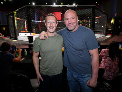 LAS VEGAS, NEVADA - OCTOBER 01: Mark Zuckerberg, founder and CEO of Facebook/Meta, poses w