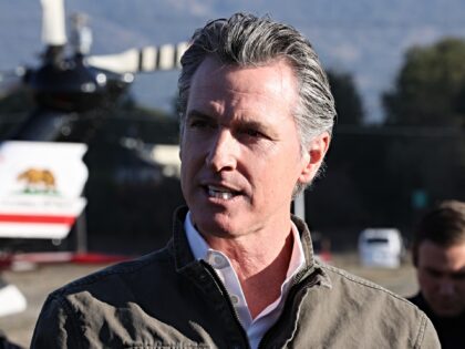 NAPA, CA, USA - NOVEMBER 17: Governor of California Gavin Newsom visits the CalFire statio