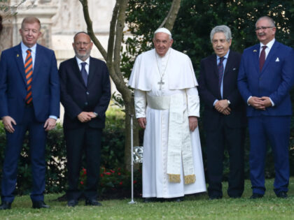 Pope Francis with Raphael Schutz, ambassador of Israel to the Holy See, Rabbi Abraham Albe